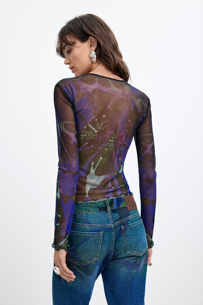 Desigual x M. Christian Lacroix Printed Tulle Top – Purple by Desigual. Shop Desigual at Dotique.