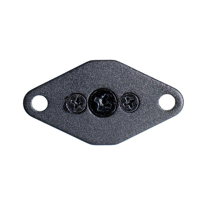 The Diamond 2-Hole AMPS to 20mm Ball Adapter is a small, dark gray, diamond-shaped metal plate with two holes on each end and three Phillips screws in the center, compatible with Arkon HD Series, shown against a white background.