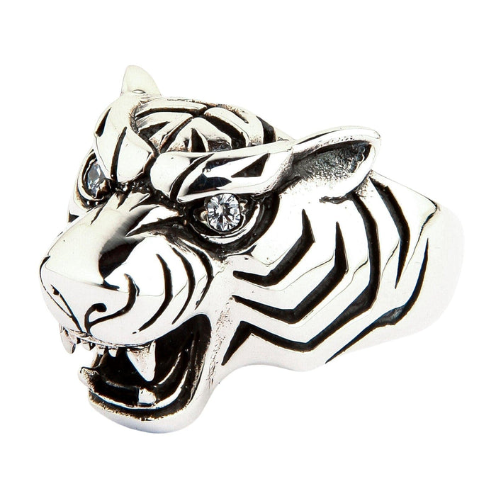Tiger Men’s Ring with CZ Eyes