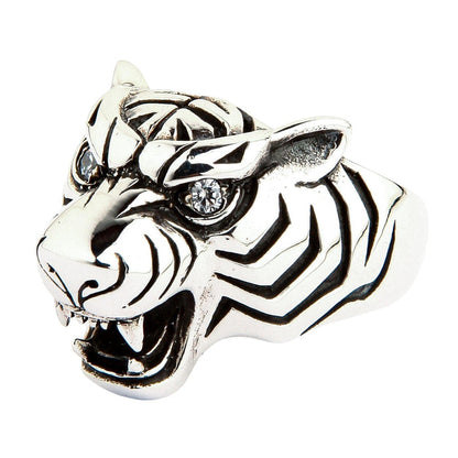 Tiger Men’s Ring with CZ Eyes