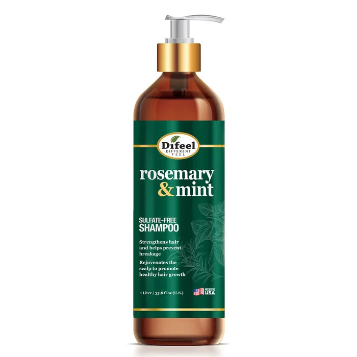 Difeel Rosemary and Mint Strengthening Shampoo with Biotin for dry damaged hair manageability shine and scalp moisture