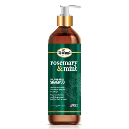 Difeel Rosemary and Mint Strengthening Shampoo with Biotin for dry damaged hair manageability shine and scalp moisture
