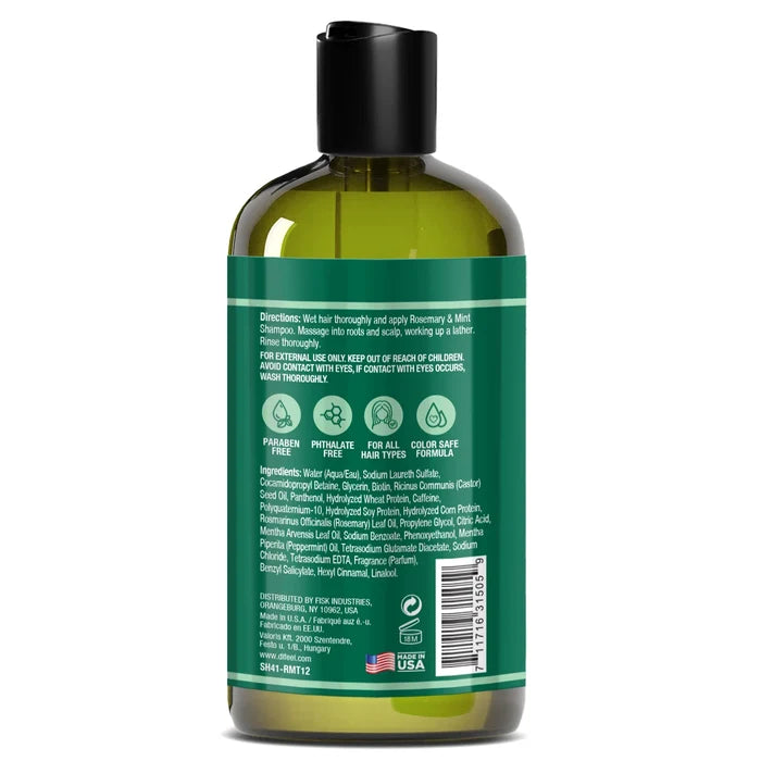 Difeel Rosemary and Mint Strengthening Shampoo with Biotin for dry damaged hair manageability shine and scalp moisture