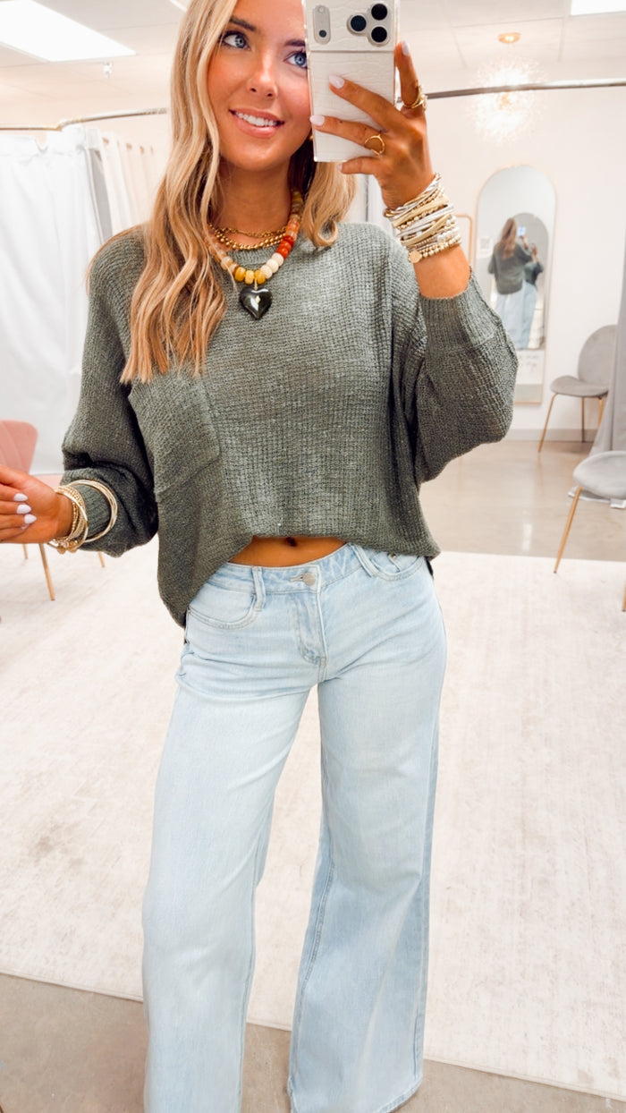 Dolman Sleeve Knit Sweater-Winter Forest