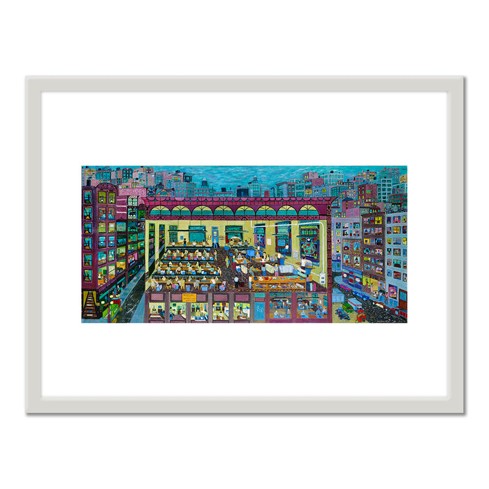 Ralph Fasanella, Dress Shop, 1972, Fenimore Art Museum, Cooperstown, NY, Â© Estate of Ralph Fasanella. Art Prints with white frame in various sizes by Museums.Co