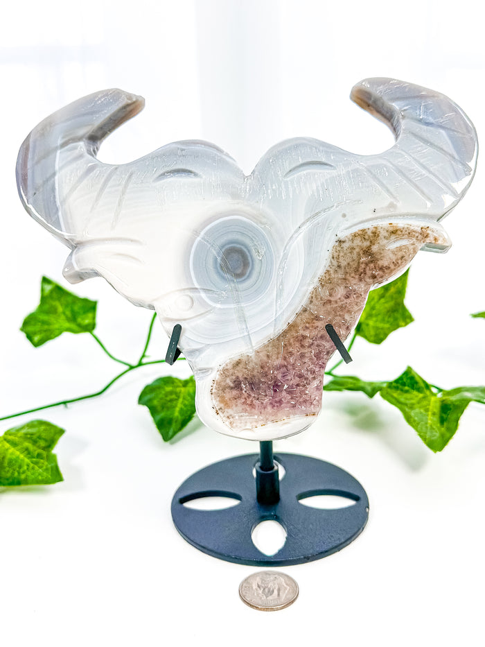 Druzy Amethyst Agate Bull on Stand (55i)