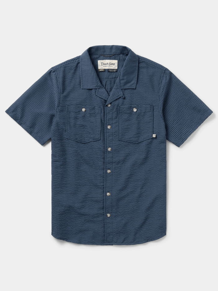 Duck Camp Men's Coastal Seersucker Shirt Short Sleeve Duck Camp Navy Blue / L Men's Short Sleeve Button Down Shirts Rivers and Glen Trading Co