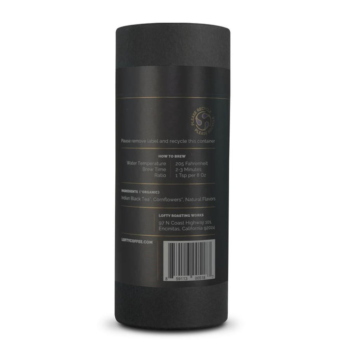 Lofty Earl Grey tea canister backside