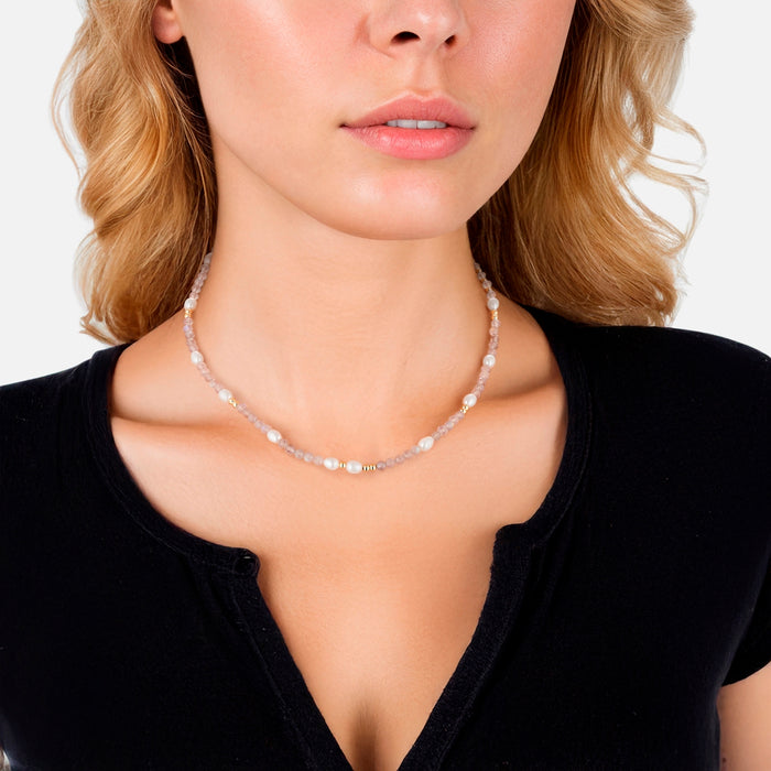 Edelstein-Kette mit Labradorit/Süßwasser-Zuchtperle