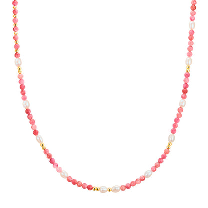 Edelstein-Kette mit Turmalin/Süßwasser-Zuchtperle