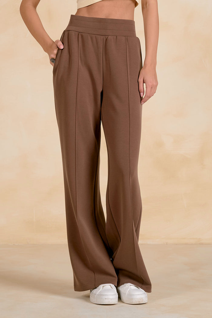 Elan SC2771 Elastic Waist Pants Light Brown on model Shop Elan at Dotique