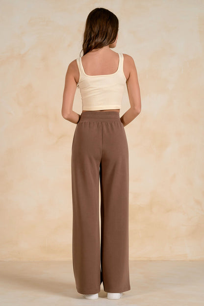Elan SC2771 Elastic Waist Pants Light Brown shown on model Shop Elan at Dotique