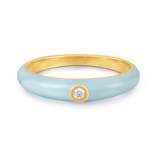 Emaille Ring gold mit Zirkonia
