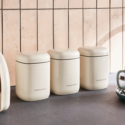 Canisters on the kitchen worktop