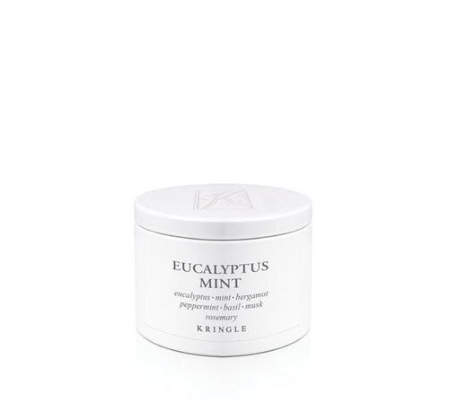 Eucalyptus Mint Mini Candle Tin by Kringle Candle on a white background
