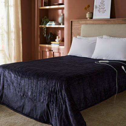 EverCosy Small Fleece Electric Heated Throw - Navy