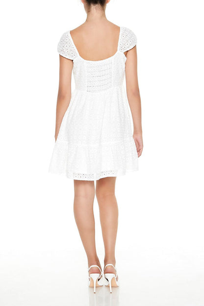 Eyelet Bustier Flounce Mini Dress