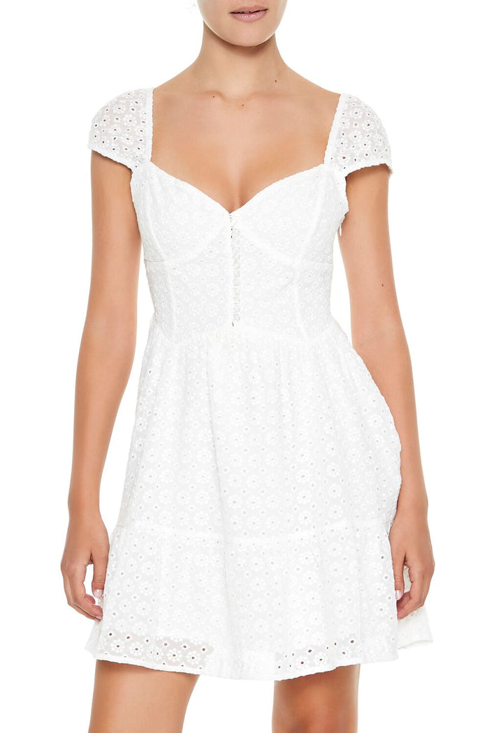 Eyelet Bustier Flounce Mini Dress