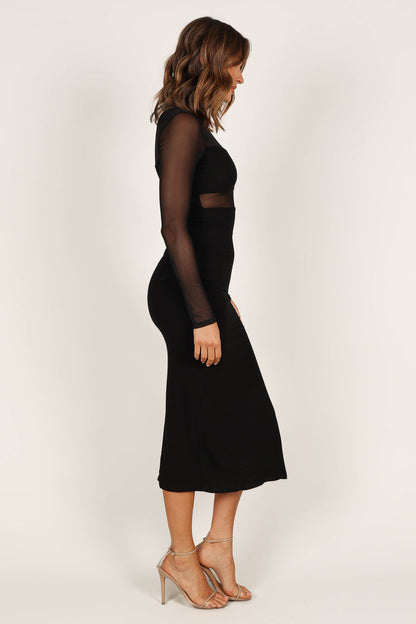 Petal and Pup USA DRESSES Farrow Long Sleeve Midi Dress - Black