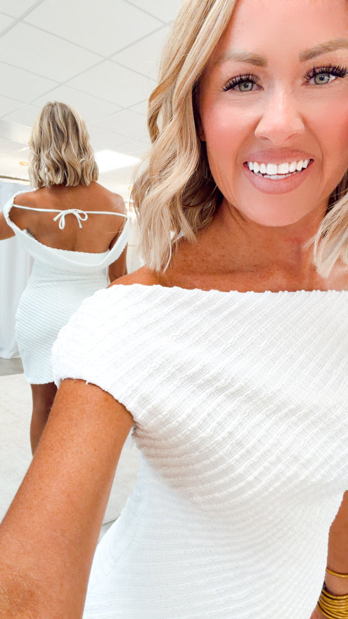 - FINAL SALE-The Couture Cowl Neck Mini Dress-Off White