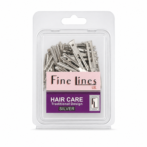 Fine Lines Silver Double Prong Metal Clip 36pcs