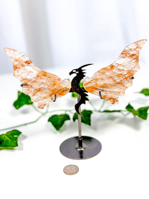 Fire Quartz Dragon Wings on Stand (40E)