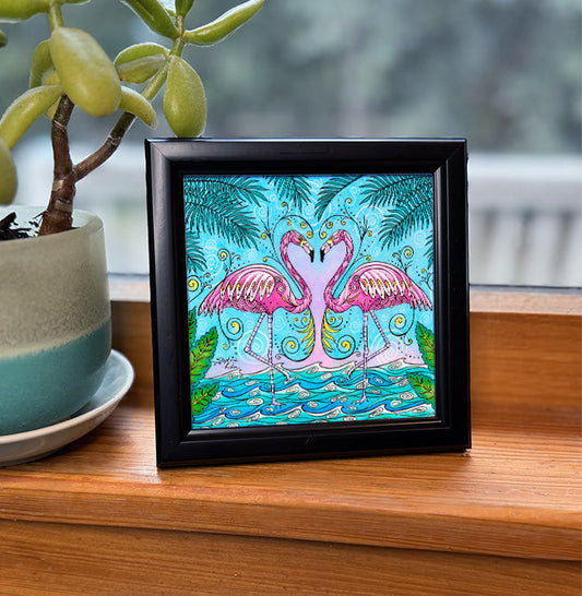 Flamingo Love Framed Art