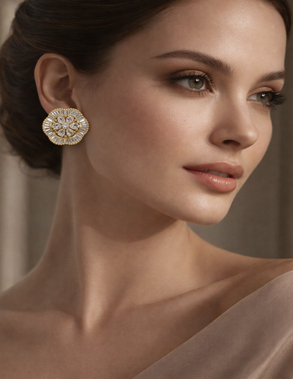 Floral Faux Diamond Stud