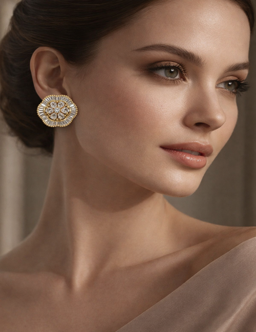 Floral Faux Diamond Stud