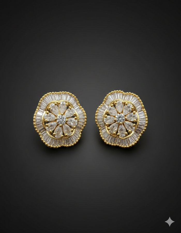 Floral Faux Diamond Stud
