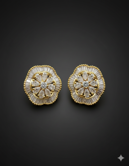 Floral Faux Diamond Stud