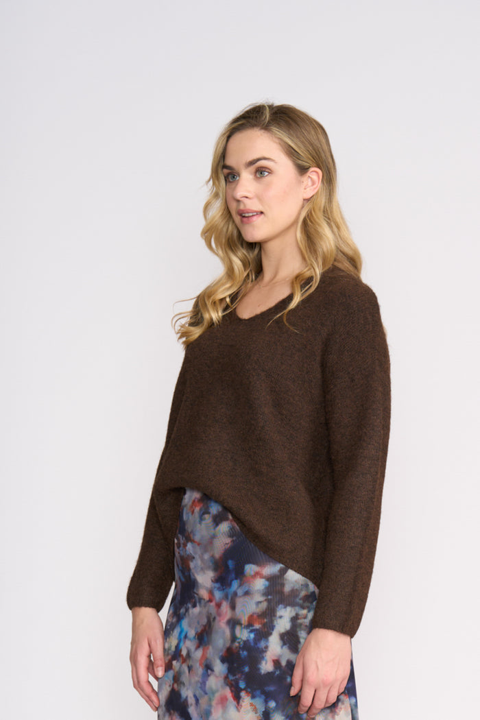 Foil FO8075 Jumper Half Jumper Ground Coffee worn by model Shop Foil at Dotique