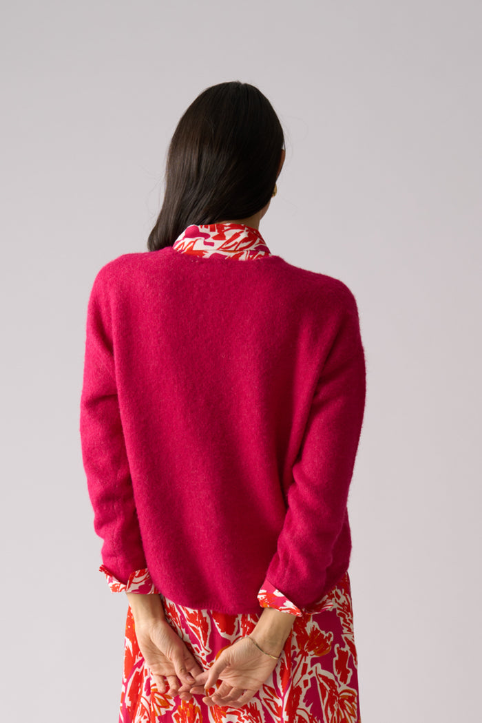 Foil FO8075 Jumper Half Jumper Hot Pink back view on model Shop Foil at Dotique