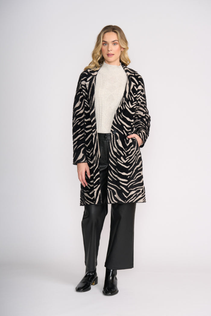 Foil FO8370 Lash Queen Coat Zebra shown on model Shop Foil at Dotique