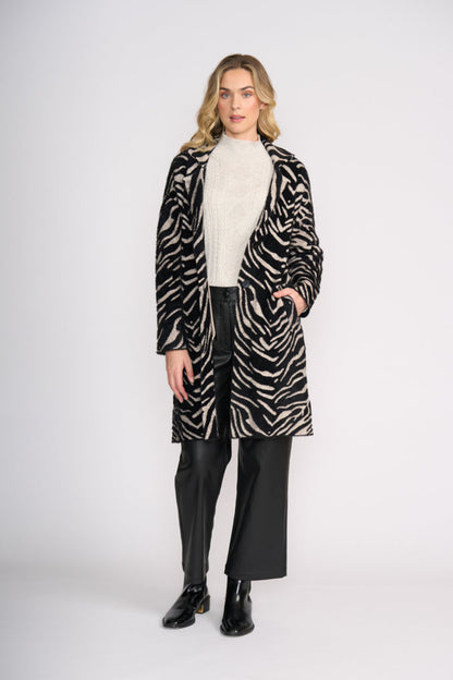 Foil FO8370 Lash Queen Coat Zebra shown on model Shop Foil at Dotique