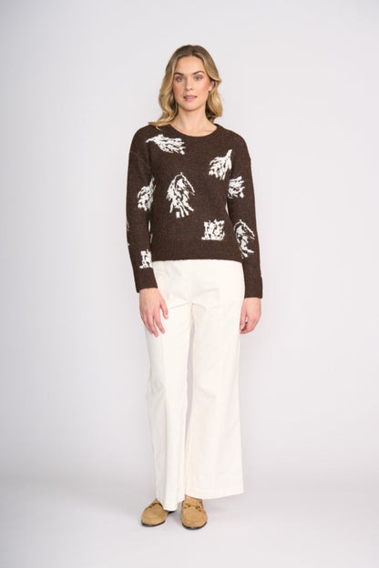 Foil FO8376 Bloom & Loom Jumper Coffee Mix worn by model Shop Foil at Dotique