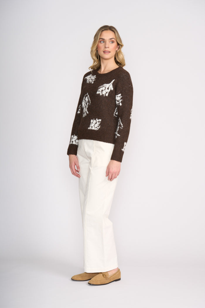 Foil FO8376 Bloom & Loom Jumper Coffee Mix worn by model Shop Foil at Dotique