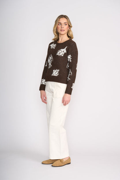Foil FO8376 Bloom & Loom Jumper Coffee Mix worn by model Shop Foil at Dotique