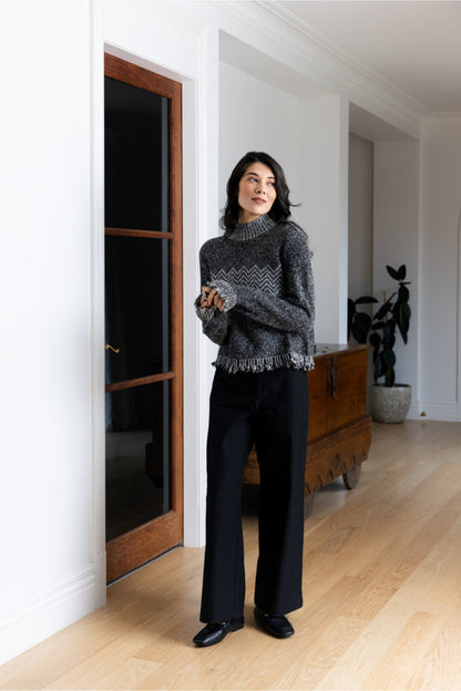 Foil FO8377 Tussle Me Jumper Mono worn by model. Shop Foil at Dotique