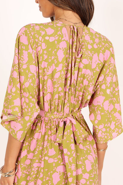 Petal and Pup USA DRESSES Fran Maxi Dress - Green/Pink
