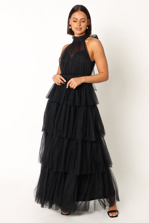 Petal and Pup USA DRESSES Frances Halterneck Maxi Dress - Black