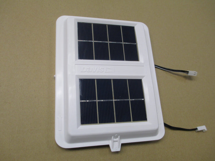 Solar panel with white frame on a beige background weather station replacemnent parts front cover for fan-aspirated radiation shield