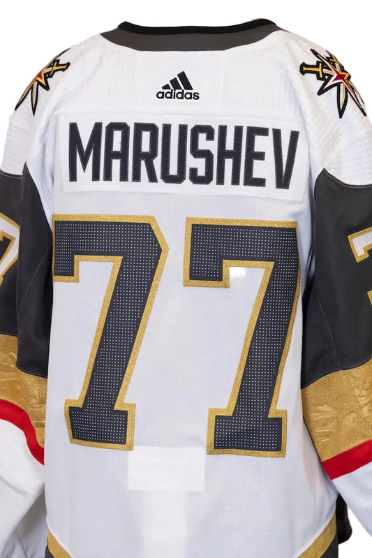Game-Issued: #77 Maxim Marushev White Set 1 Jersey 2022/23 Season-15581 - Vegas Team Store
