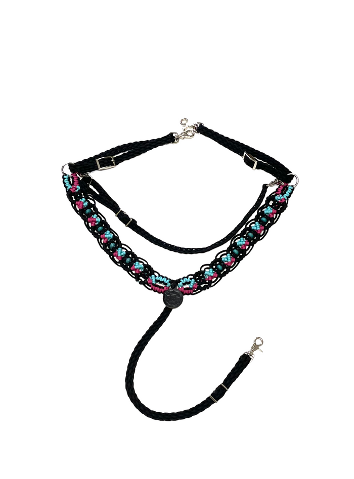 Gemstone fancy macrame  breast collar - Tiffanys Braided Tack LLC