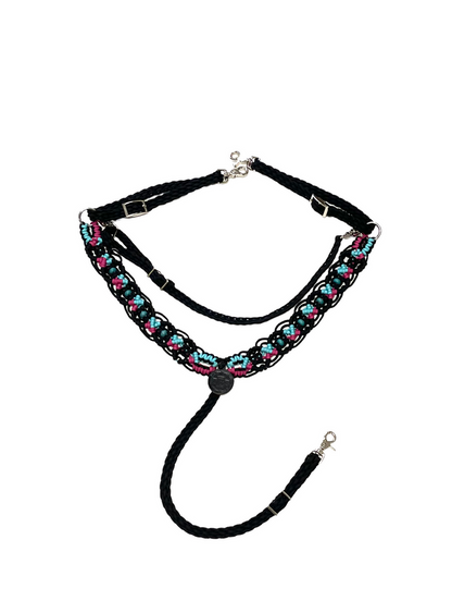 Gemstone fancy macrame  breast collar - Tiffanys Braided Tack LLC