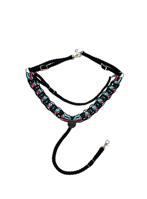 Gemstone fancy macrame  breast collar - Tiffanys Braided Tack LLC