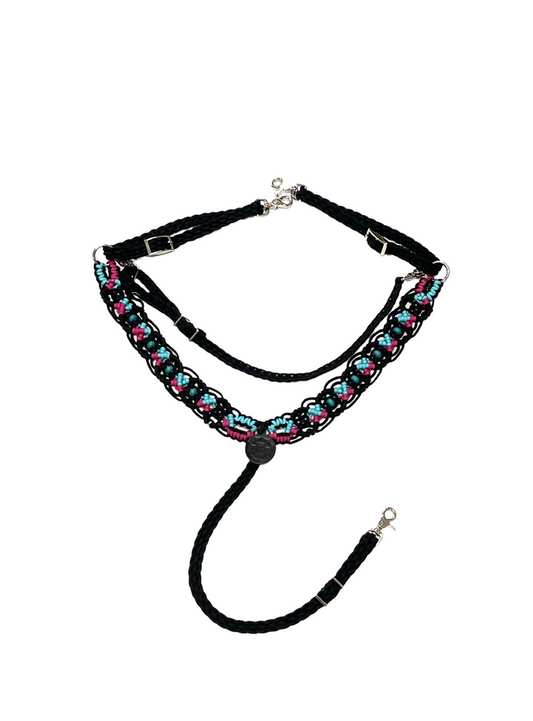 Gemstone fancy macrame  breast collar - Tiffanys Braided Tack LLC