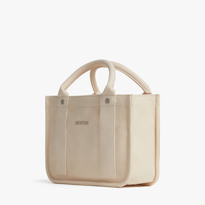 Ecru | Angled view of Gesso Small Tote in Ecru