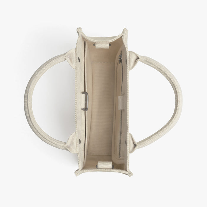Ecru | Interior view of Gesso Small Tote in Ecru