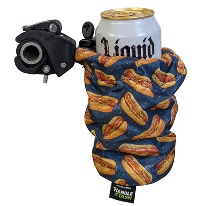 Hot dog print handlestash cup holder holding tall boy